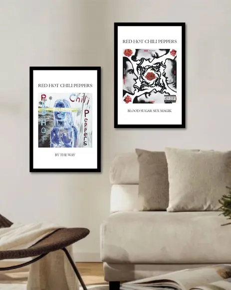 Kit 2 Quadros Decorativos Red Hot Chilli Peppers Com Moldura