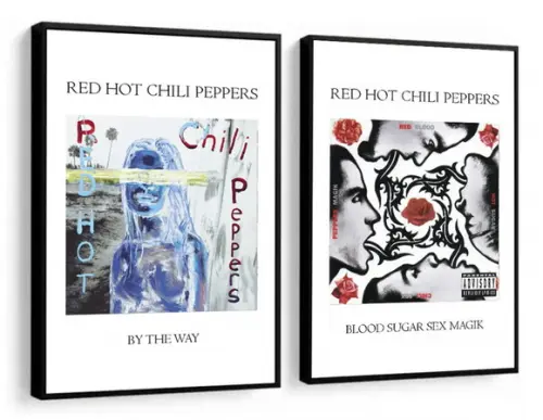 Kit 2 Quadros Decorativos Red Hot Chilli Peppers Com Moldura