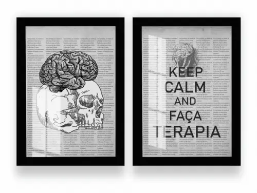 Kit 2 Quadros Decorativos Terapia Psicologia Moldura e Vidro