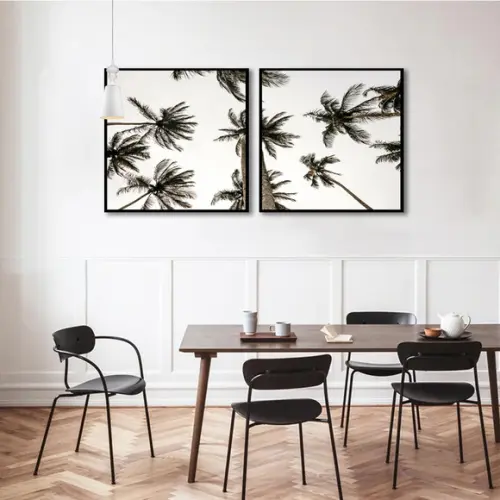 Kit 2 Quadros Praia Coqueiros Decoração Conjunto Com Moldura