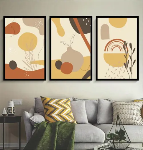 Kit 3 Quadro Decorativo Moderno Abstrato Quarto Sala Moldura