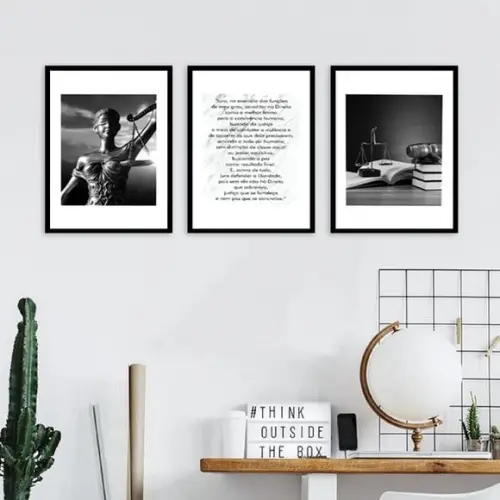 Kit 3 Quadros Advogado Escritório Direito Decoração Moldura