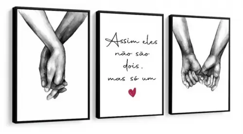 Kit 3 Quadros Amor Love Frase Quarto Casal Decoração Moldura