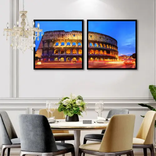 Kit 3 Quadros Coliseu Cidade Roma Decoração Conjunto Moldura