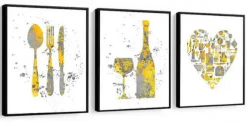 Kit 3 Quadros Cozinha Cheff Restaurantes Decoração Moldura