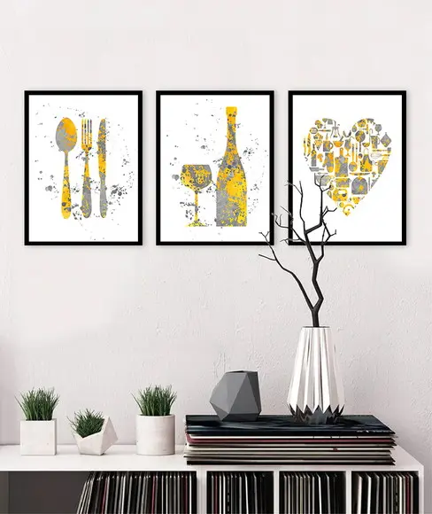Kit 3 Quadros Cozinha Cheff Restaurantes Decoração Moldura
