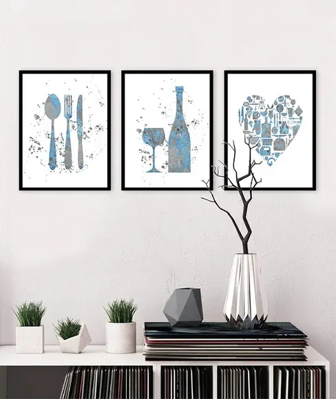 Kit 3 Quadros Cozinha Cheff Restaurantes Decoração Molduras