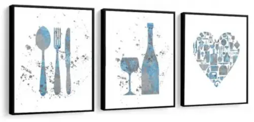 Kit 3 Quadros Cozinha Cheff Restaurantes Decoração Molduras