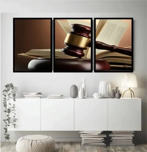 Kit 3 Quadros Decoração Escritório Advogado Direito Justiça