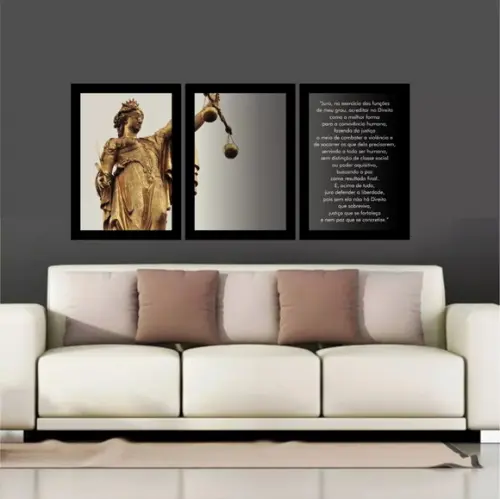 Kit 3 Quadros Decoração Juramento Advogado Direito Justiça