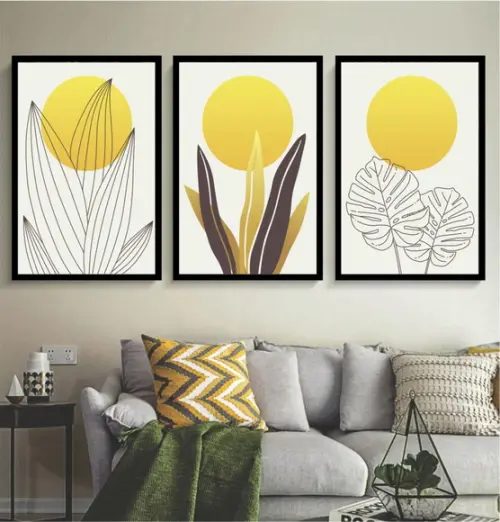 Kit 3 Quadros Decoração Para Sala Abstratos Moderno Moldura