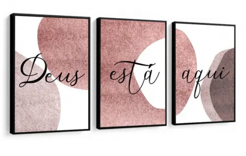 Kit 3 Quadros Decorativos Abstrato Moderno Frase Com Moldura