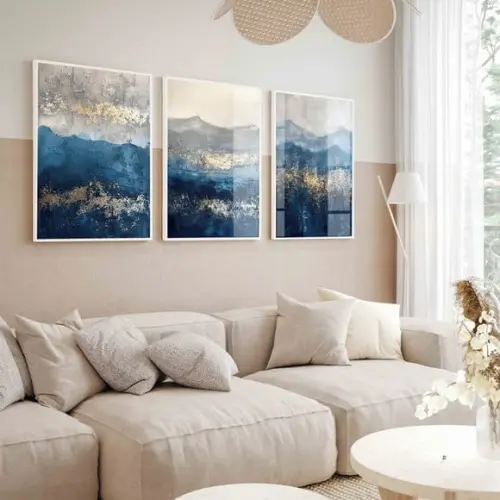Kit 3 Quadros Decorativos Abstrato Moderno Gold Luxo Vidro