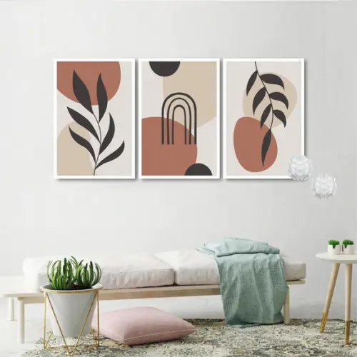 Kit 3 Quadros Decorativos Abstrato Moderno Moldura 50x70