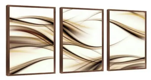 Kit 3 Quadros Decorativos Abstratos Quarto Sala Hall Moldura