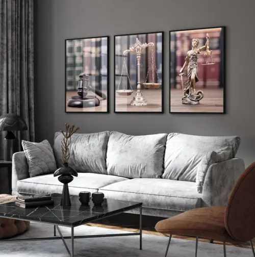Kit 3 Quadros Decorativos Advogado Escritório Direito Vidro