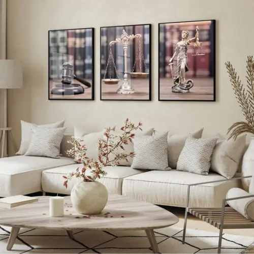 Kit 3 Quadros Decorativos Advogado Escritório Direito Vidro