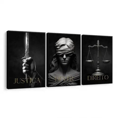Kit 3 Quadros Decorativos Advogado Escritório Frases Direito
