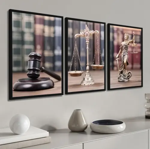 Kit 3 Quadros Decorativos Advogado Escritório Sala Moldura