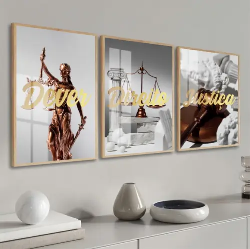 Kit 3 Quadros Decorativos Advogado Frases Escritório Vidro