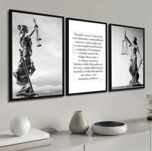 Kit 3 Quadros Decorativos Advogado Sala Escritório Moldura