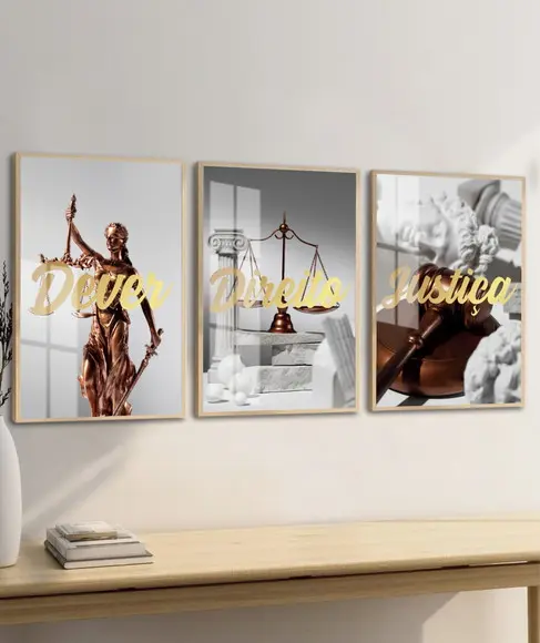 Kit 3 Quadros Decorativos Advogado Frases Escritório Vidro