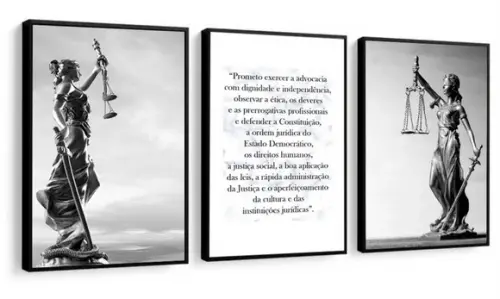Kit 3 Quadros Decorativos Advogado Sala Escritório Moldura
