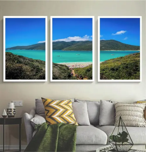 Kit 3 Quadros Decorativos Arraial Pontal Do Atalaia Moldura