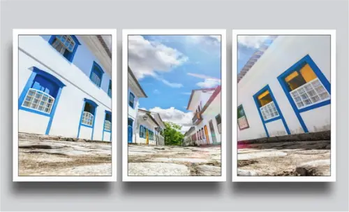 Kit 3 Quadros Decorativos Bahia Salvador Cidades Com Moldura