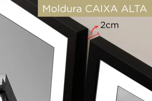 Kit 3 Quadros Decorativos Brasília Preto e Branco Moldura