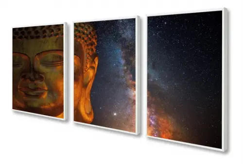 Kit 3 Quadros Decorativos Buda Meditação Moderno Com Moldura