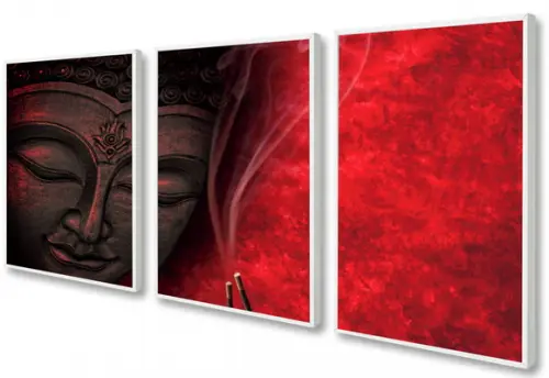 Kit 3 Quadros Decorativos Buda Meditação Para Sala Moldura