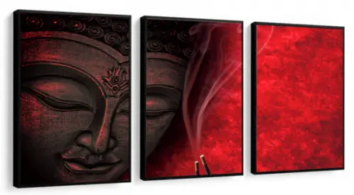 Kit 3 Quadros Decorativos Buda Meditação Quarto Sala Moldura