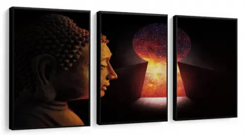 Kit 3 Quadros Decorativos Buda Meditação Quarto Sala Moldura