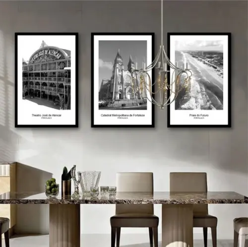 Kit 3 Quadros Decorativos Cidade Brasil Nordeste Com Moldura