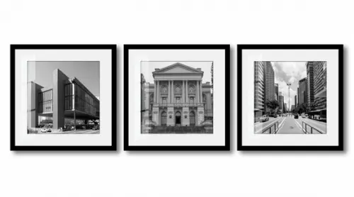 Kit 3 Quadros Decorativos Cidade São Paulo Moldura e Vidro