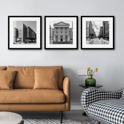 Kit 3 Quadros Decorativos Cidade São Paulo Moldura e Vidro