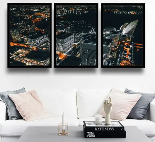 Kit 3 Quadros Decorativos Cidades São Paulo Conjunto Moldura