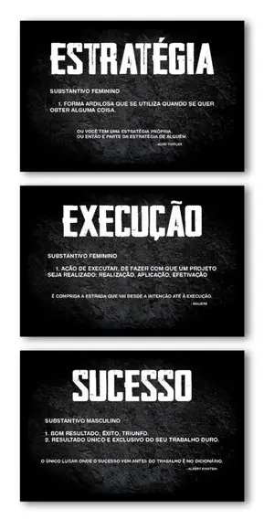 Kit 3 Quadros Decorativos Com Frases Home Office Com Moldura