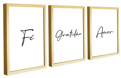 Kit 3 Quadros Decorativos Com Frases Para Sala Com Molduras