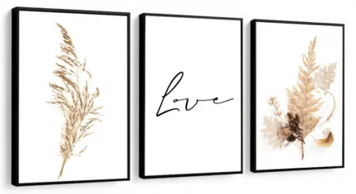 Kit 3 Quadros Decorativos Com Frases Quarto Casal Molduras