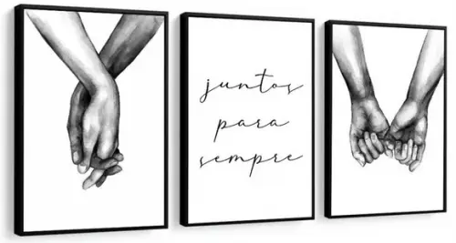 Kit 3 Quadros Decorativos Com Frases Quarto De Casal Moldura