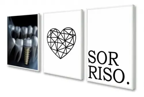 Kit 3 Quadros Decorativos Consultório Dentista Odontologia