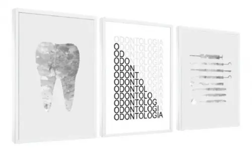 Kit 3 Quadros Decorativos Consultório Dentista Odontologia