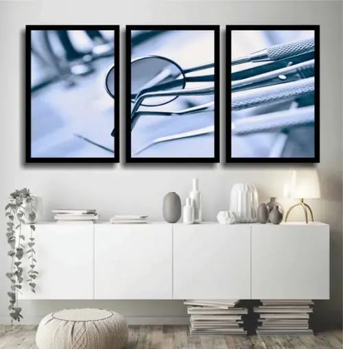 Kit 3 Quadros Decorativos Consultório Dentistas Odontologia