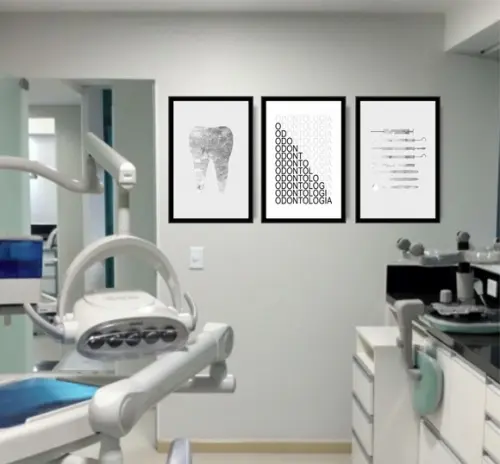 Kit 3 Quadros Decorativos Consultório Odontologia Recepção