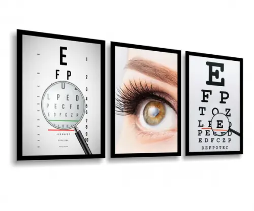 Kit 3 Quadros Decorativos Consultório Oftalmologia Oculista