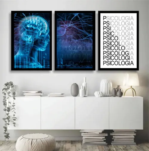 Kit 3 Quadros Decorativos Consultório Psicólogo e Psiquiatra
