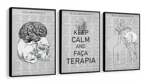 Kit 3 Quadros Decorativos Consultório Psicologia Terapia