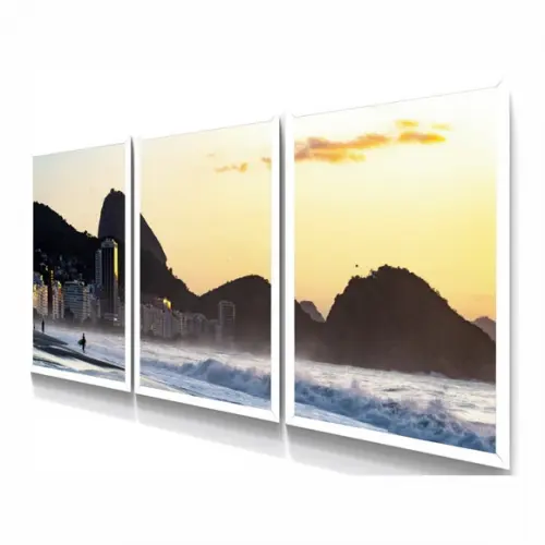 Kit 3 Quadros Decorativos Corcovado Rio De Janeiro Moldura